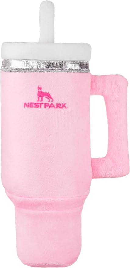 Nestpark Tumbler Cup Funny Dog Toy - Parody Plush Squeaky Crinkle Dog Toy (Pink Dusk)