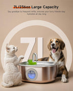 Dog Water Fountain Stainless Steel, 236 Oz/7L Automatic Dog Water Bowl Dispenser+3L Automatic Cat Feeder Timed Pet Dry Food Dispenser,1-6 Meals Per Day Set
