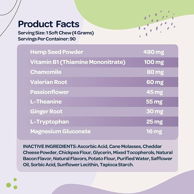 Calming Chews for Dogs | Herbal Dog Calming Chews for Anxiety from Normal and Occasional Stressors Including Separation Storms Grooming & Travel | NASC Certified & Made in The USA | 90 Count