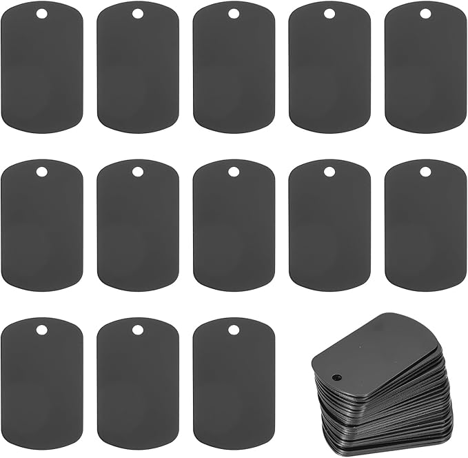 MECCANIXITY Blank Dog Tags Rectangle Blank Aluminum Blank Keychains Laser Engraving Blanks ID Name Tag Metal Personalized Pet Tags for DIY Crafts Black, 300 Pack