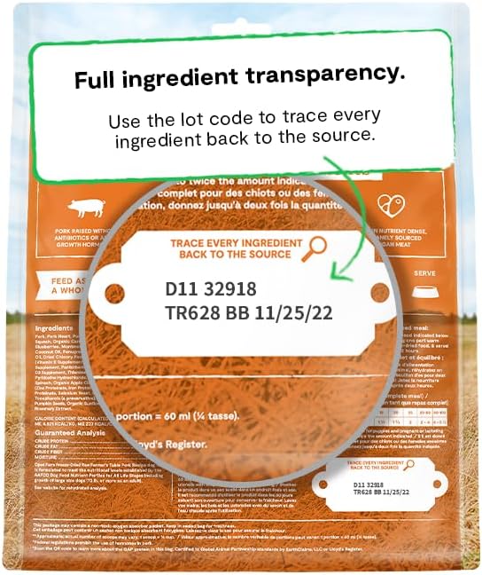 Open Farm, Freeze Dried Raw Dog Food, Morsels with 95% Meat, Organs & Bone, Organic Produce & Superfoods, Complete Meal or Freeze Dried Dog Food Topper, Pork Recipe, 22oz Bag