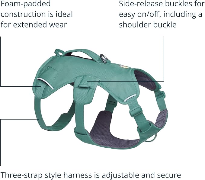 Ruffwear, Web Master, Multi-Use Support Dog Harness, Hiking and Trail Running, Service and Working, Everyday Wear, River Rock Green, X-Small