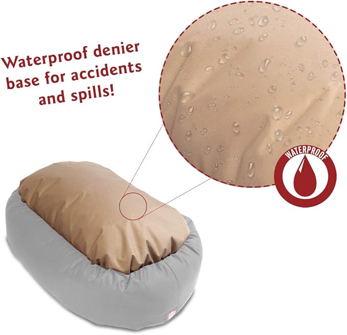 Majestic Pet 40 Inch Suede Calming Dog Bed Washable 40x29x9 (Inch)– Cozy Soft Round Donut Dog Bed with Spine Support for Dogs to Rest Their Head - Pet Bed Large – Stone