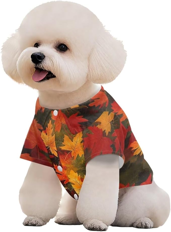 Red Maple Leaf Dog Shirts for Medium Dogs Girl Cute Puppy Collared Polo T-Shirt Soft Breathable Pet Fall Outfits for Puppy Cat Pet Doggy Outfits for Birthday