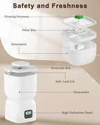 Automatic Pet Feeder and Water Dispenser, LCD Screen Timer for Cats & Dogs, Locking Lid, 1-4 Meal Portions, Dual Power, Voice Recorder