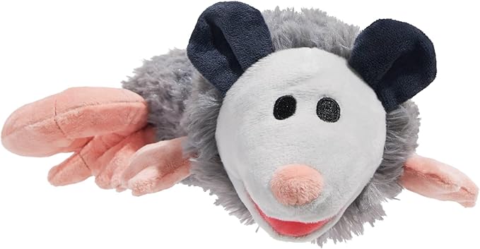 Barkbox Poppy Possum Dog Toy – Plush Squeaky Toy with Whip-N-Flip Tail & Fluffy Filling – Interactive Plush Fun for Dogs Who Love to Thrash & Play