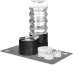 RIZZARI Upgraded Automatic Dog Water Dispenser: 9L Black Gravity Large Stainless Steel Raised Pet Feeder with Filter - Includes 2 Extra Filters & 2 Bottle Caps - Pet Feeder for Dogs Indoor Outdoor