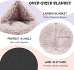 Himax Dog Beds for Small Dogs, Donut Dogs Beds with Blanket Attached, Calming Dog Bed Washable (20"/26"/35") Beige