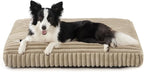 Dog Beds Large Sized Dog, Flat Pet Beds with Removable Washable Cover, Pet Mat Cute Pet Crate Bed Thick Shredded Chopped Crate Foam & Anti Slip Bottom for Indoor, 35"x23"x4" Beige