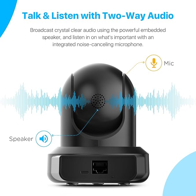 Amcrest 4MP ProHD Indoor WiFi, Security IP Camera with Pan/Tilt, Two-Way Audio, Night Vision, Remote Viewing, 4-Megapixel @30FPS, Wide 90° FOV, IP4M-1041B (Black)