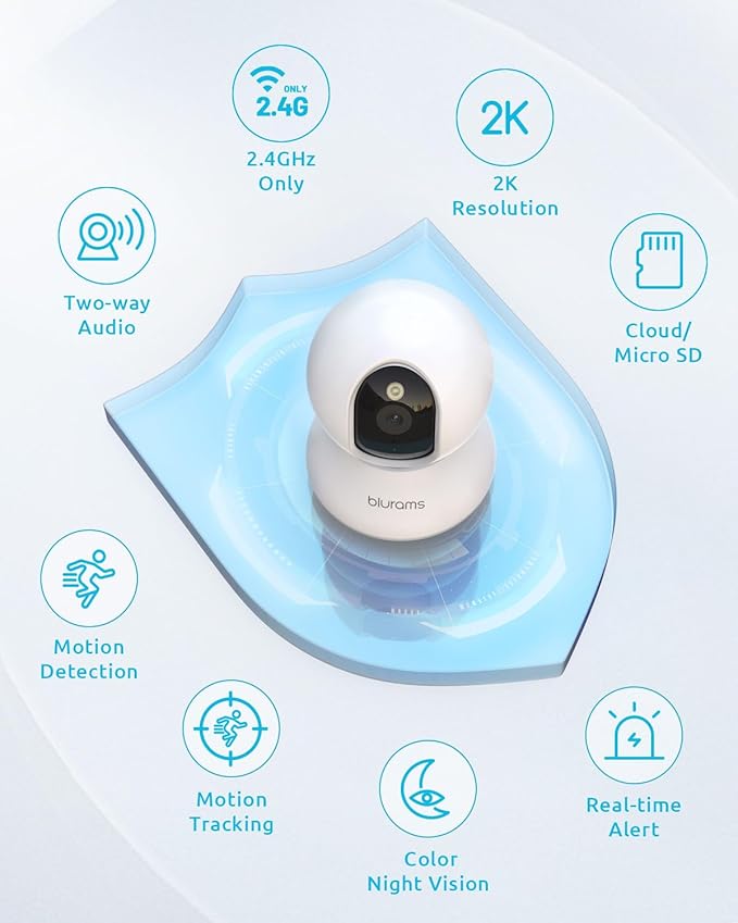 blurams 5G Pet Camera 2K, 360° PTZ Dog Camera with Phone App, Indoor Cameras for Home Security w/Dual-Band WiFi6, 2-Way Audio, Motion Tracking, Color/IR Night Vision, Siren, Cloud&SD