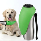 Portable Dog Water Bottle, 24 oz, Stainless Steel, Convenient Pet Water Dispenser, Collapsible Travel Bowl, Walking, Hiking, and Outdoor Activity, Compatible with Various Pets, Houd2Go (Green, 24oz)