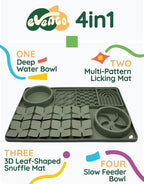 Slow Feeder Bowl, Silicone Lick Mat with Suction Cups for Dog Cat, Snuffle Mat for Pet Smell Training, Puzzle Toys for Bored Puppy, Interactive Sniff Mat for Slow Eating & Keep Busy, Dark Green
