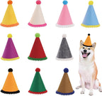10 Pcs Dog Birthday Hat Set for Small Medium Dogs Cat Puppies, Mini Party Hat with Adjustable Headbands, Cute Pet Hat with Pompons for Birthday Christmas Party Decoration Accessories (Small 3.5 Inch)