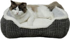 Dog Bed for Medium Size Dogs, Cute Cat Beds for Indoor Cats, Super Soft Washable Cat Bed with Anti-Slip & Water-Resistant Bottom, Luxury Durable Kitten Bed and Puppy Bed, Square Grey Animal Pet Beds