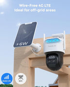 REOLINK 4K Dual Lens 4G LTE Cellular Security Camera Outdoor, PTZ with Auto Tracking, No WiFi Solar Powered, 6X Hybrid Zoom, 8MP Color Night Vision, SIM Card Included,Motion Alert, TrackMix LTE+SP