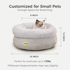 Cat Bed for Indoor Cats,Round Cat Bed for Small Pets,Washable Pet Bed with Non-Skid Bottom,Pet Bed for Puppy and Kitty,19 Inches,Grey