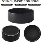 Ceramic Set of 2 Dog and Cat Bowls - Classic Food & Water Bowl for Kitty, Cats and Toy Breed Dogs, Weighted Dog Dishes, Food Grade Pet Bowl, Dishwasher & Microwave Safe (5.1'', 2*16OZ, Black)
