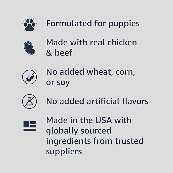 Amazon Basics Puppy Chopped Ground Dinner Canned Dog Food, with Chicken & Beef, 13.2oz (Pack of 12)