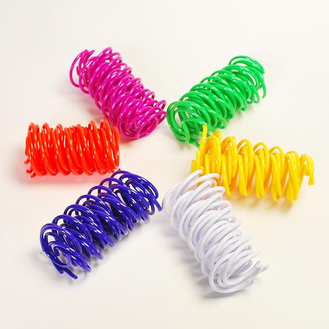 24Pcs 6 Colors Box Stored Springs for Indoor Cats Playing, Interactive Kitten Spiral, Coil Toys, Cat Self-Play Toys, Cat Biting, Swatting, Hunting, Indoor Kitten Springs