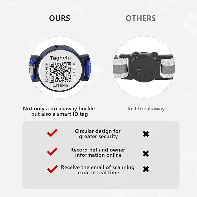 Anti-Lost Breakaway Cat Collar with QR Code Tag, Stars and Moon Safety Kitten Collar with Free Lifetime Online Pet ID Profile, Adjustable, Lightweight, Durable (Pink)