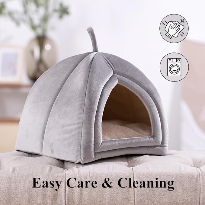 KASENTEX Cozy Small Pet Bed - Ultra Soft Plush Cushion for Cats and Small Animals, Washable Sleeping Pad, Perfect for Indoor Pets, 11 Inches, Grey