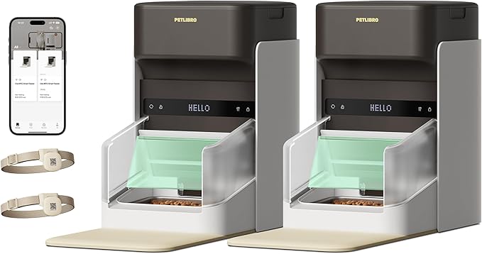 PETLIBRO RFID Automatic Cat Feeder for 2 Cats, Collar Tag Activated Personal Meal, 5G&2.4G Wi-Fi Programmable Food Dispenser for Multiple Cats with Different Diets