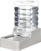 RIZZARI Stainless Steel Pet Water Feeder: 7L Automatic Leak-Proof Gravity Dispenser for Cats Dogs Indoor Outdoor Use（Beige with Filter,7L）