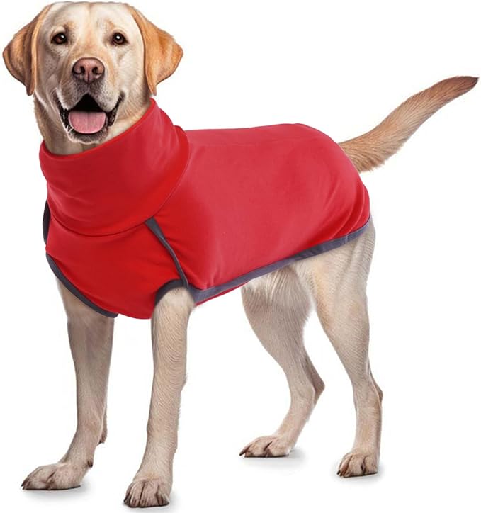 ROZKITCH Dog Winter Coat Soft Pullover Pajamas, Pet Windproof Warm Cold Weather Jacket Vest Cozy Onesie Jumpsuit Apparel Outfit Clothes for Small Medium Large Dogs Walking Sleep BrightRed 2XS