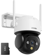 ZOSI C290 4K 8MP UHD Wired WiFi Security Camera Outdoor Indoor, Plug-in Pan/Tilt IP Camera, AI Human Face Vehicle Detection, Auto Tracking, Night Vision, Siren Alarm, 2-Way Audio, 64GB Memory Card