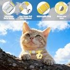 Personalized Safety Elastic Cat Collars with Bell Soft Silicone Cover for Air Tag,Laser Customized Stretch Kitten Collars for Girls Boys Cats (Yellow)