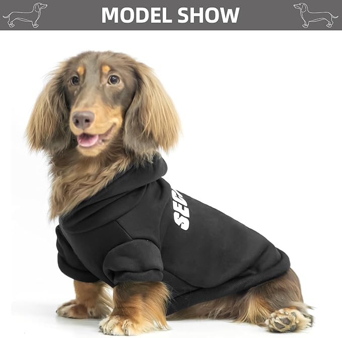 BINGPET Security Dog Hoodies Dachshund Sweater Cold Weather Dog Coats Soft Brushed Fleece Pet Clothes Hooded Sweatshirt for Dog Cat