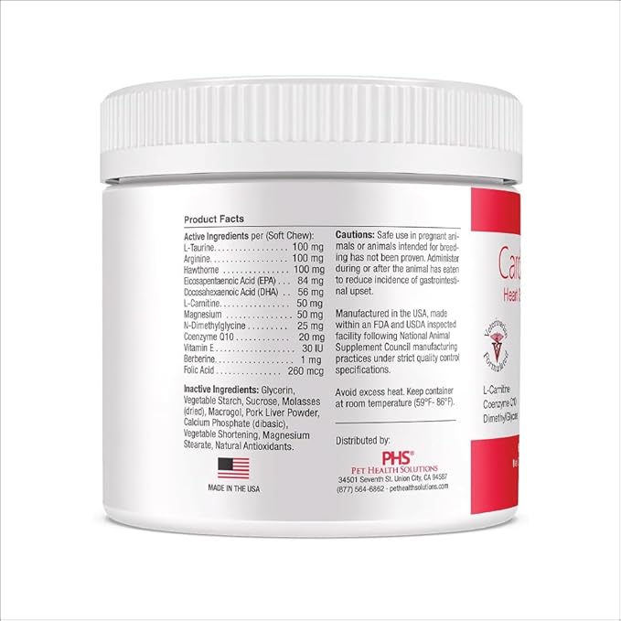 Heart Support Supplement for Dogs-Vet-Formulated, Antioxidant-Rich-L-Taurine, L-Carnitine,EPA,DHA,CoQ10-Aids Circulatory Strength, Cardiovascular Support, Heart Muscle Function-USA Made-60 Soft Chews