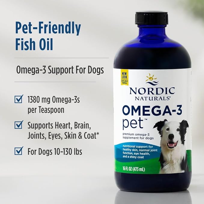 Nordic Naturals Omega-3 Pet, Unflavored - 16 oz - 1380 mg Omega-3 Per Teaspoon - Fish Oil for Large to Very Large Dogs with EPA & DHA - Promotes Heart, Skin, Coat, & Immune Health