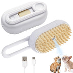 Cat Steam Brush for Shedding,4 in 1 Pet Spray Hair Removal Comb,Anti-Static,Type-c Rechargeable,Self-Cleaning,Grooming,Massage,360°Rotating Arm for Easy Storage,Suitable for All Pets(White)