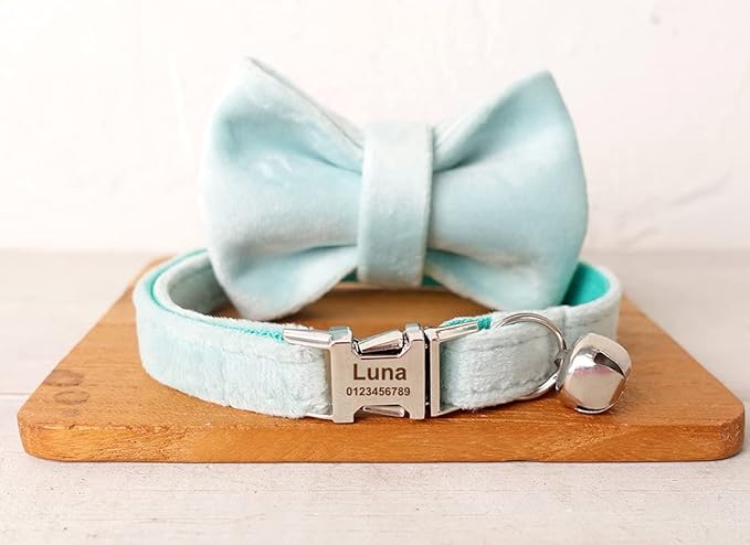 Cat Collar Personalized with Name Phone Number Engraved,Customized with Bell for Small Dogs Puppy Kitten