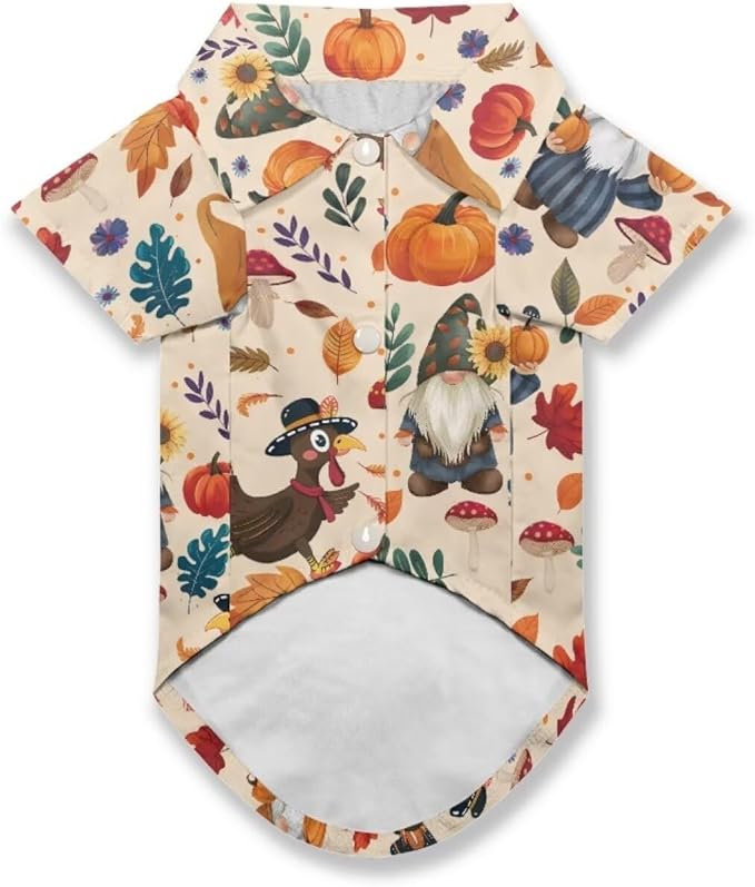 Turkey Dog Shirt for Large Dogs Cute Puppy Cat Polo T-Shirt, Soft Pet Thanksgiving Clothes Boy Girl Outfit for Dogs & Cats Lightweight Pet Shirt for Birthday & Outdoor Apparel