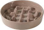 Ceramic 9.5 inch Dog Bowl Slow Feeder, Slow Pet Food Dish for Large Dog, Stop Bloat, Preventing Choking(Single Bowl, Brown Coffee)