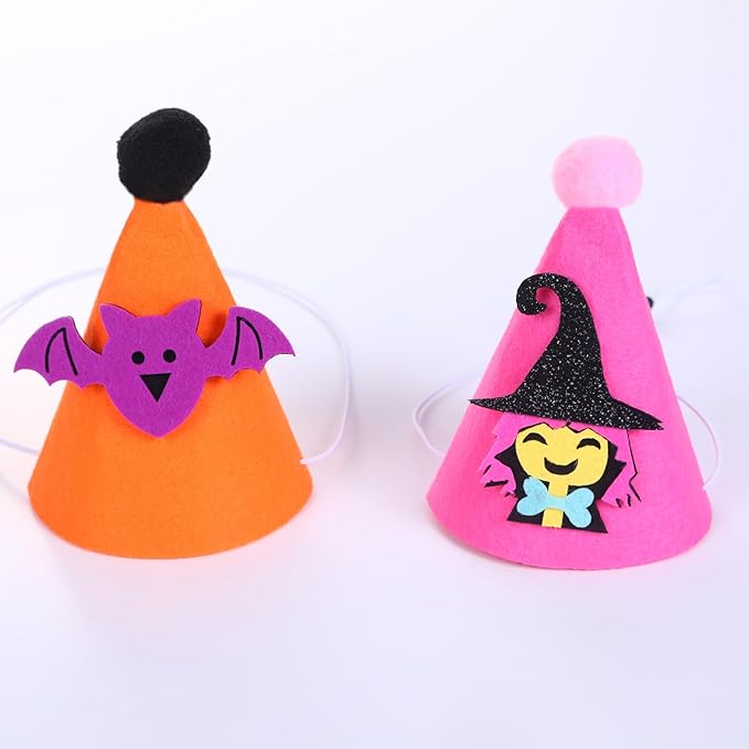 10 Pcs Halloween Dogs Hats Cute Ghost Halloween Cats Party Pet Pumpkin Set Puppies Kittens Grooming Accessories Costumes.