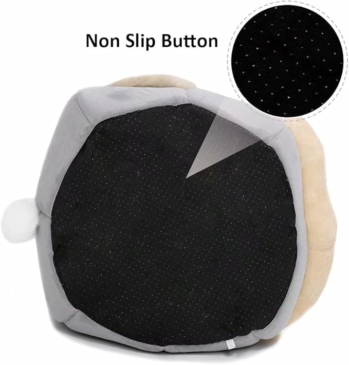 Cat Beds for Indoor Cats - Rabbit-shaped Cat Cave Bed with Hanging Toy,Super Soft Calming Pet Bed for Kitten&puppy,Small Dog,Warm Plush&Machine Washable&Removable Cotton Pad,Cat Hideaway(Grey M)