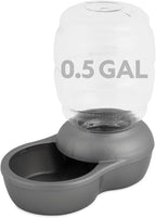 Petmate Replendish Automatic Gravity Waterer for Cats and Dogs, BPA-Free, No Batteries Required, Includes Charcoal Filter, 0.5 Gallon,Silver
