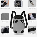 FEimaX Dog Carrier Backpack Pet Legs Out Front Cat Travel Bag, Adjustable Puppy Backpacks Carriers Hands-Free for Small Medium Dogs Cats Hiking Traveling Camping Daily Walking (Small, Grey)