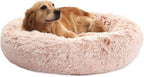 Bedfolks Calming Donut Dog Bed - 36" Round, Fluffy, Anti-Anxiety, Machine Washable Pet Bed (Pink, Large)