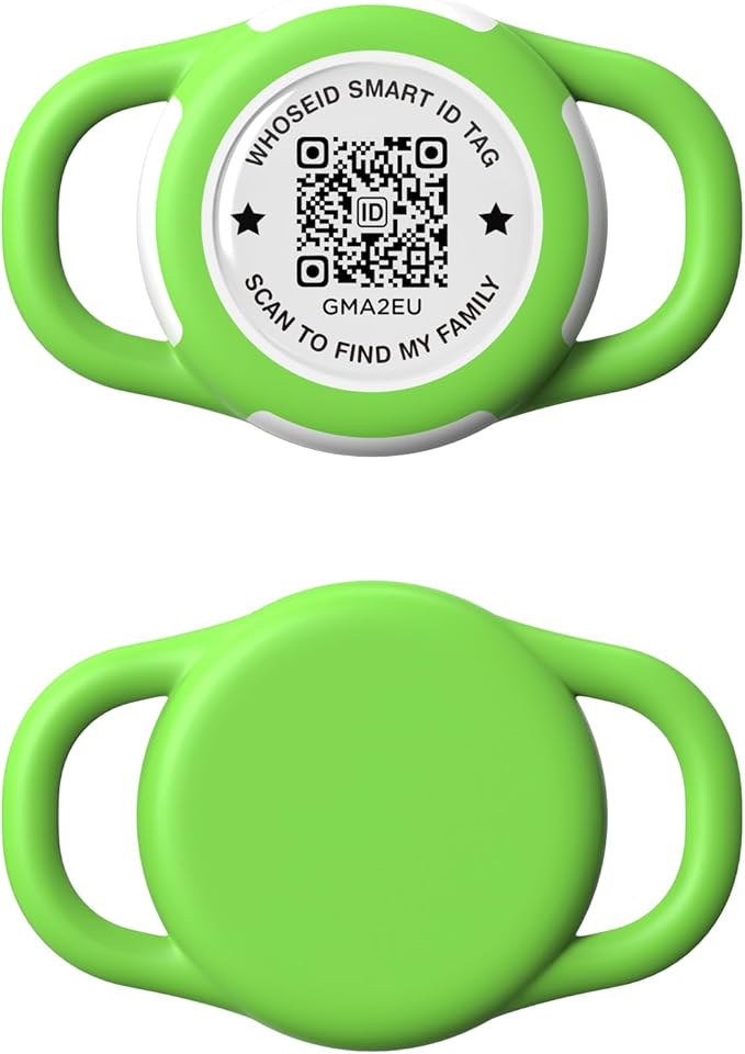 QR Code Airtag Holder, Scan QR Code Send Location Alert Email, Waterproof Full Body Protection Anti-Lost Air Tag Case, Airtag Accessories for Dog, Cats, Collar, Backpack (Green, Small)