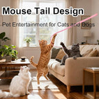Silicone Cat Wand Toy, Blue Interactive Teaser Stick, Mouse Tail Design, Pet Entertainment for Cats and Dogs