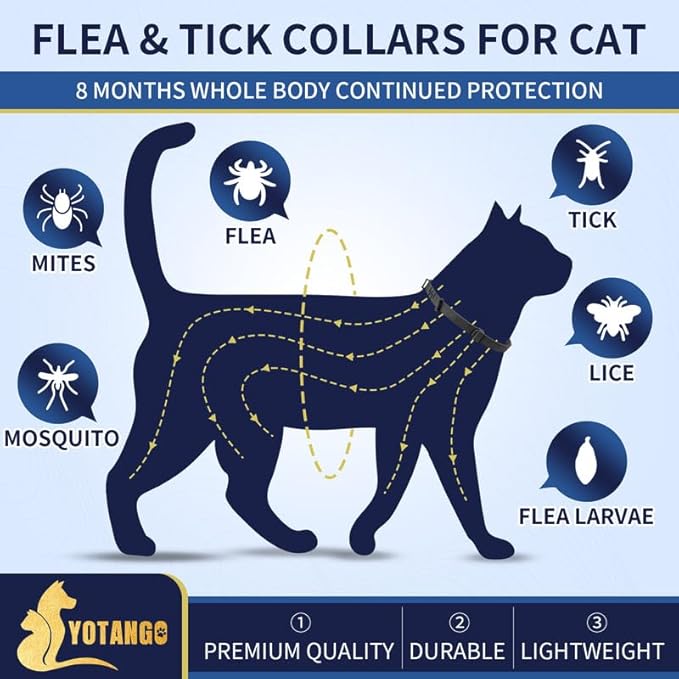4 Pack Flea Collar for Cats, 32 Months Flea and Tick Prevention for Cat, Waterproof Natural Cat Fleas and Ticks Treatment, Adjustable Fleas and Ticks Collar for Cats Kittens(Black & Purple)