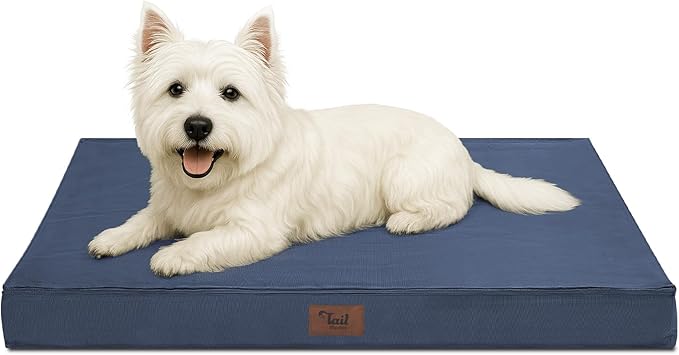 Outdoor Dog Bed for Small Dogs, Waterproof Dog Crate Bed for Small Dogs, Orthopedic Egg Crate Foam Puppy Beds with Washable and Removable Oxford Cover, Navy