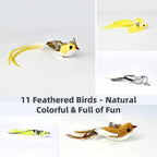 11 PCS Multi-Functional Cat Toy Replacement Heads – Realistic Handmade Bird Teasers with Bells & Detachable Clip, for Interactive Play, Indoor Enrichment & Home Decoration