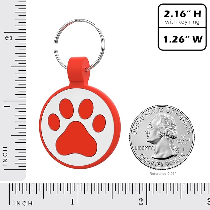 QR Code Cat Tag, Modifiable Pet Online Profile, Multiple Emergency Contact, Scannable QR Code, Instant Location Email Alert, Collar Accessories (Medium to Large Breeds - 1.25", Red)