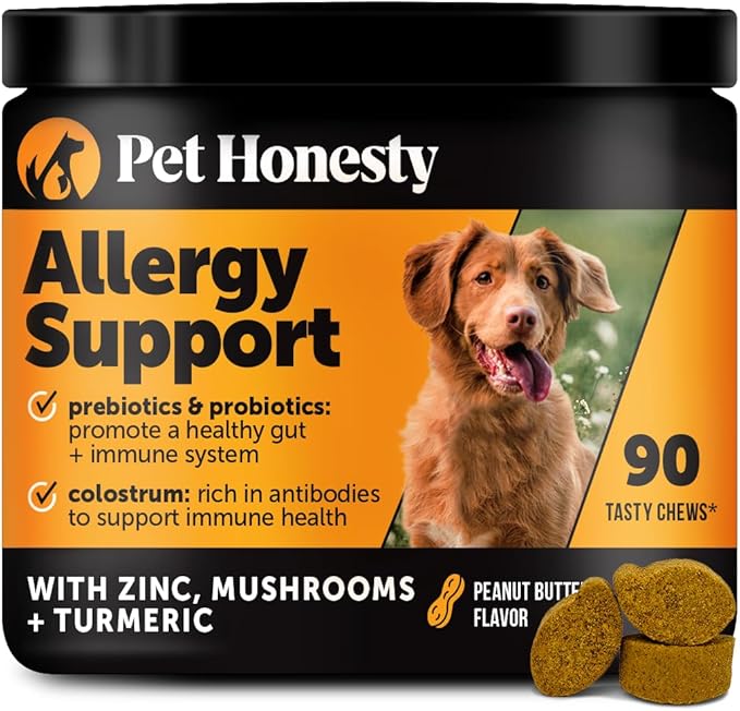 Dog Allergy Itch Relief - Advanced Itch Supplement with Probiotics for Dogs - Immune Support & Skin Relief for Seasonal Allergies - Natural Itchy Skin & Paw Relief - (Peanut Butter, 90 Ct)